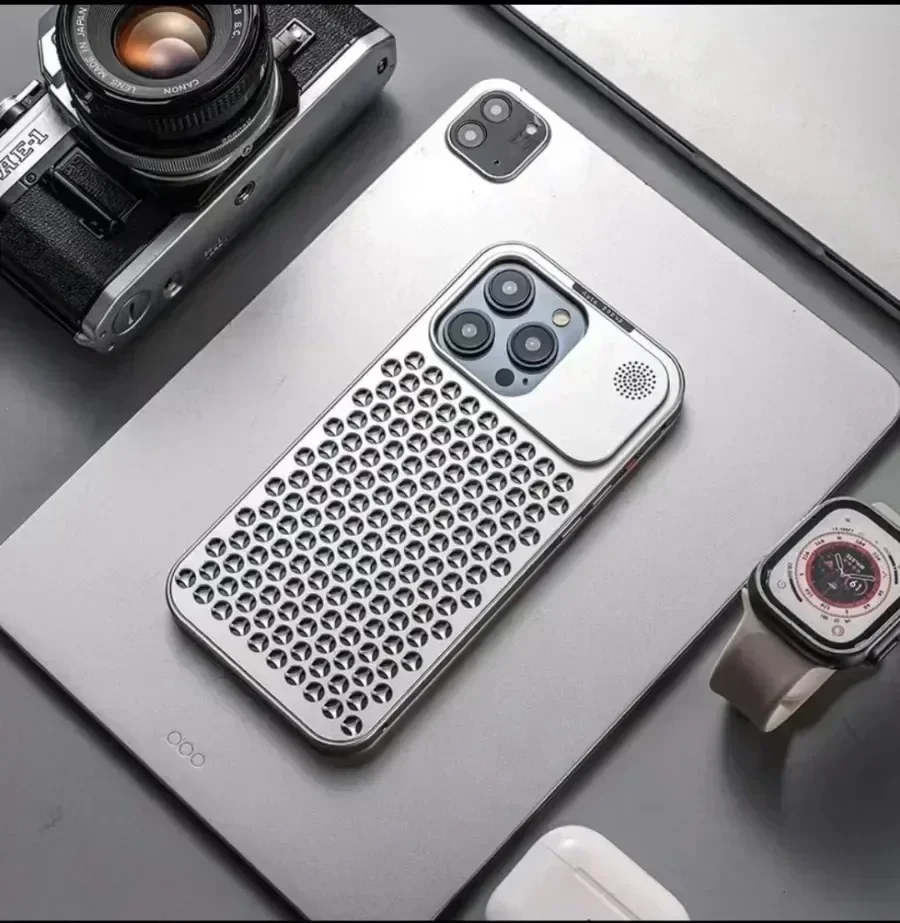 Aromatherapy Aluminum Metal Case For iPhone 15 Plus 14 13 12 Pro Max Heat Dissipation Full Shockproof Auto Popup Fragrance Cover