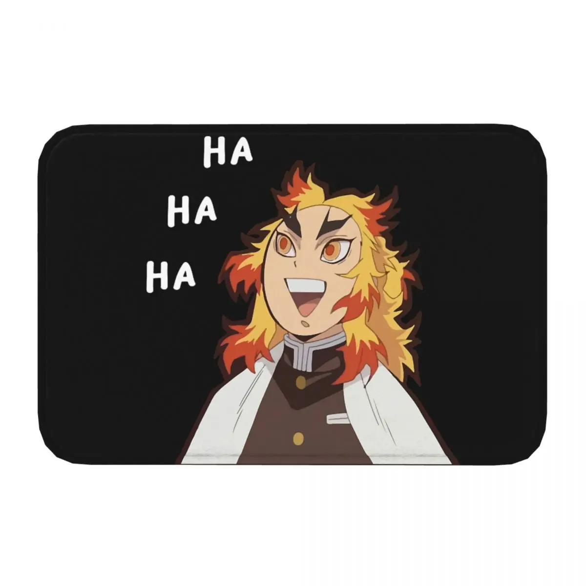 Meme Non-slip Doormat Kitchen Mat Kyojuro Rengoku Funny HA HA HA Hallway Carpet Welcome Rug Indoor Decorative