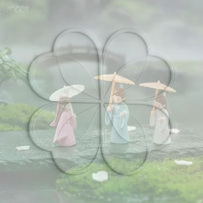 2pcs Ancient Chinese Style Miniature Couple Figurine Micro Landscape Ornament Supplies Household For Valentine's Day Decoration