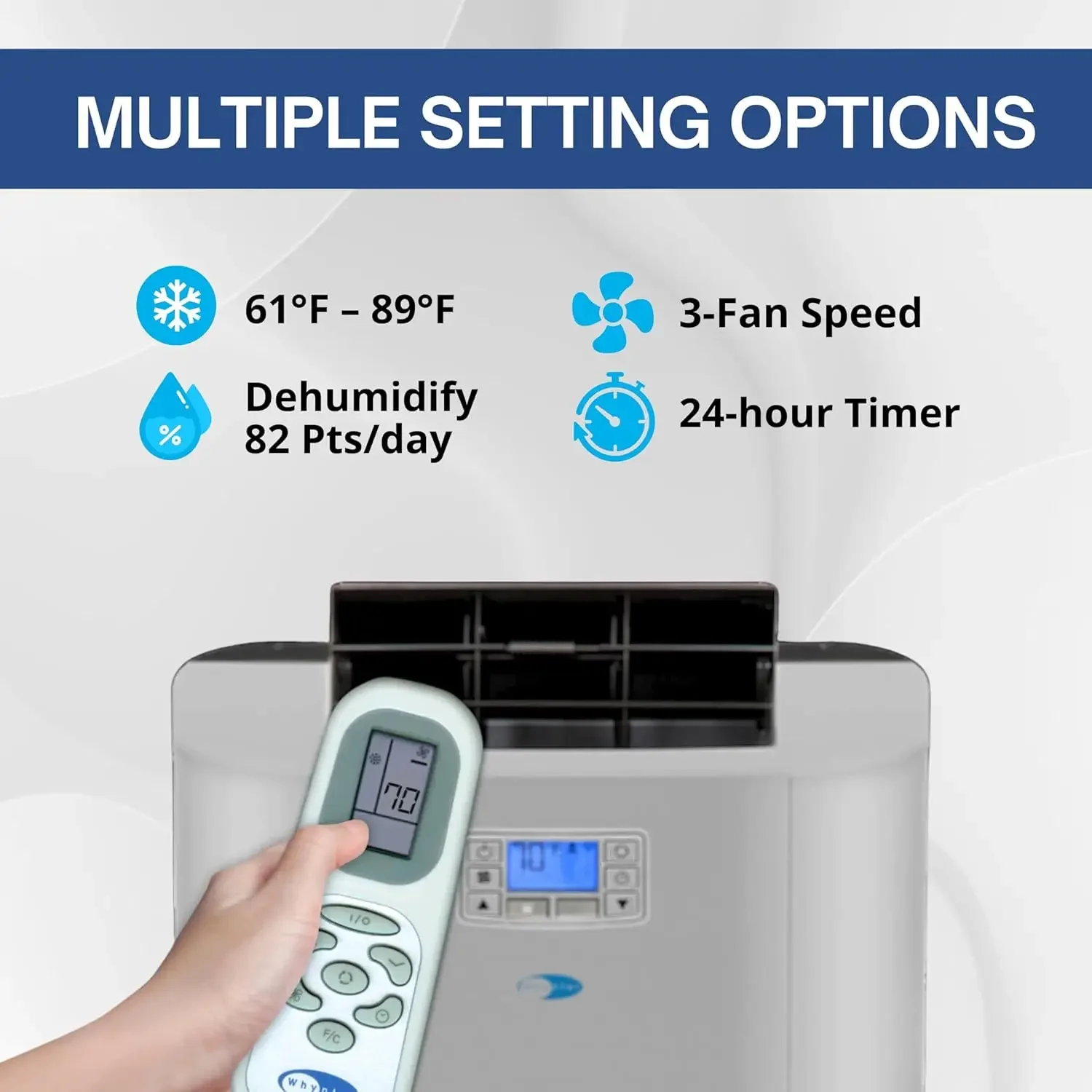 เครื่องปรับอากาศเคลื่อนที่ Elite พร้อมท่อคู่, เครื่องลดความชื้น และพัดลมทำความเย็น สำหรับห้องขนาด 400 ตารางฟุต, รวมถึงหน่วย AC - ทำความเย็นเท่านั้น