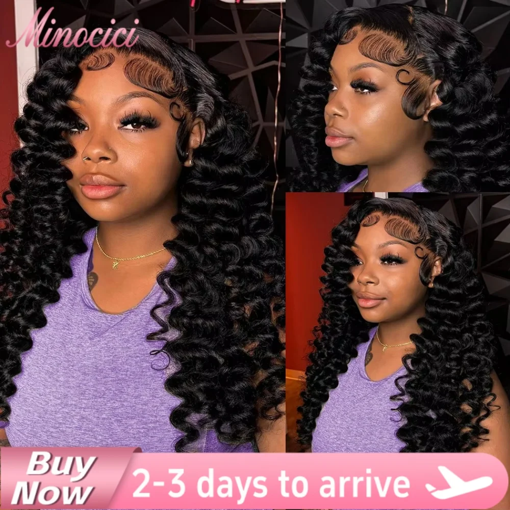 Peluca de onda profunda suelta, peluca de encaje HD, cabello humano 13x6, pelucas de densidad 200, cabello humano para mujeres, pelucas frontales de encaje rizado profundo prearrancadas