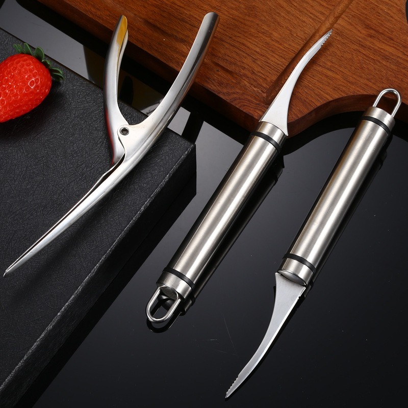 304 Stainless Steel Shrimp Line Knife Multifunctional Kitchen Double-headed Shrimp Shelling and Gutting Opener Fish Belly Cutter 
