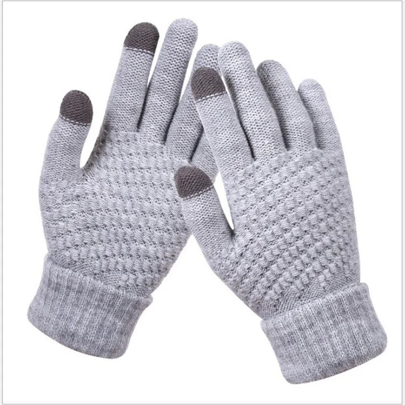 Winter touch screen gloves Cashmere thickened warm knitting outdoor cycling gloves for men and women