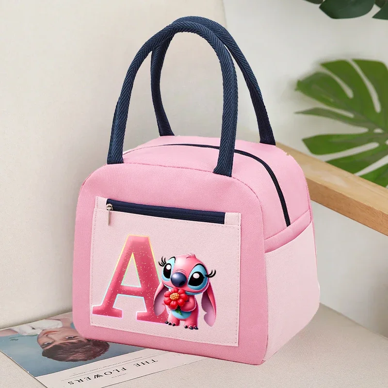 Stitch Disney Girl Lunch Bag Disney Anime Figures Print Lunch Box Portable Large Capacity Storage Thermal Bag Picnic Bag Gift