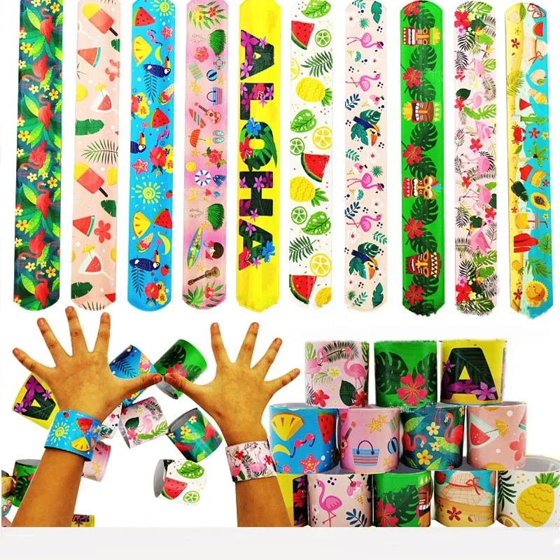 Hawaiian Flamingo Party Clap Circle Watermelon Beach Parrot Tropical Plant Wrist Strap Beach Vacation Party Decor Gift for Child