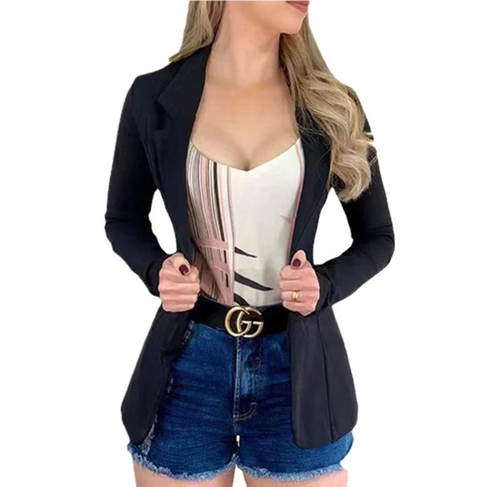 Stylish women's sports coat, long sleeved slim office sports casual top