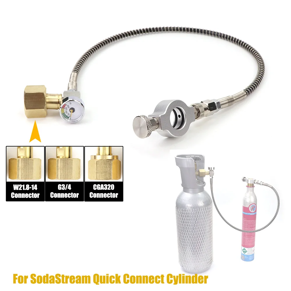 

Co2 Cylinder Tank Refill Adaptor Hose 2000PSI/150Bar Gauge For Sodastream DUO Terra Art Cylinder To Charging Refilling CO2