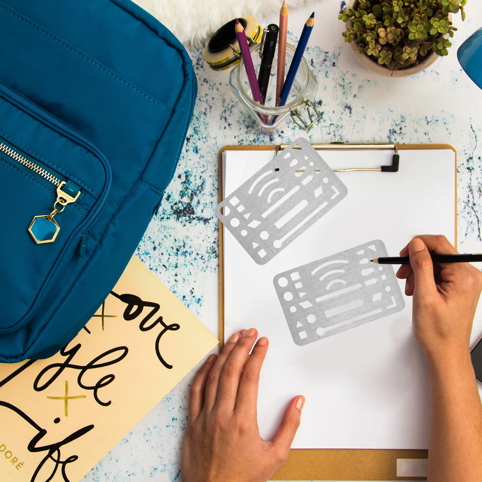 

3 pcs Metal Erasing Shield Stainless Steel Drawing Template for Drafting Craft Geometric Sketching Stencil Tool