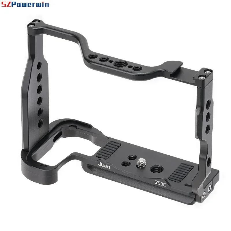 Camera Cage Aluminum Alloy Video Cage For Nikon Z50II Mirrorless Camera with Cold Shoe Mount 1/4in & 3/8in Screw Holes