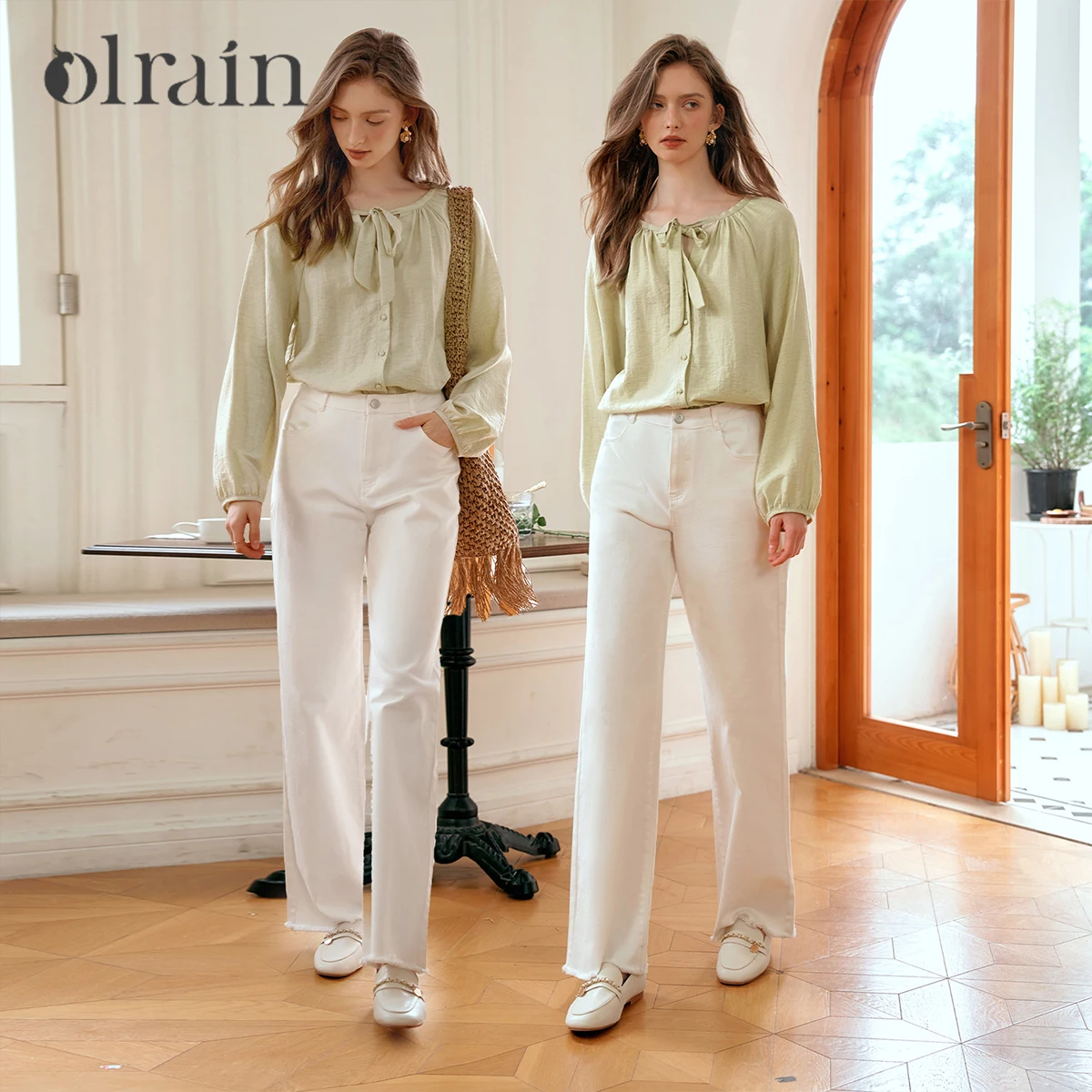 

OLrain Women's Straight White Jeans 2025 Soft Retro High Waist Wide-Leg Denim Pants Casual Trousers Female Clothing M56QA93802