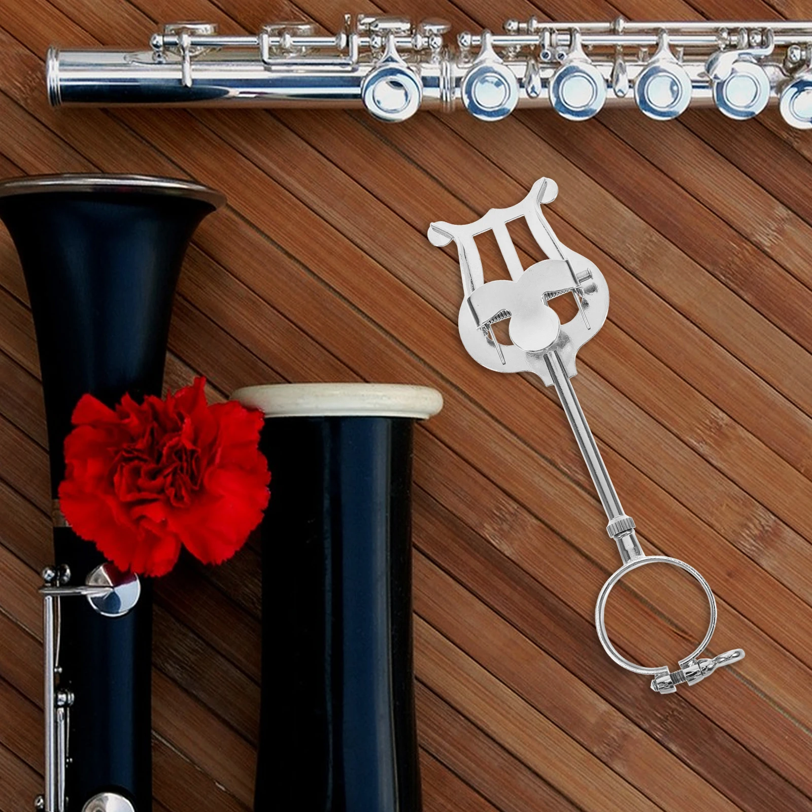 

1 pc Durable Clarinet Music Stand Strong Iron Simple Design Hold Score Firmly Portable Lightweight Universal Sheet Music Rack