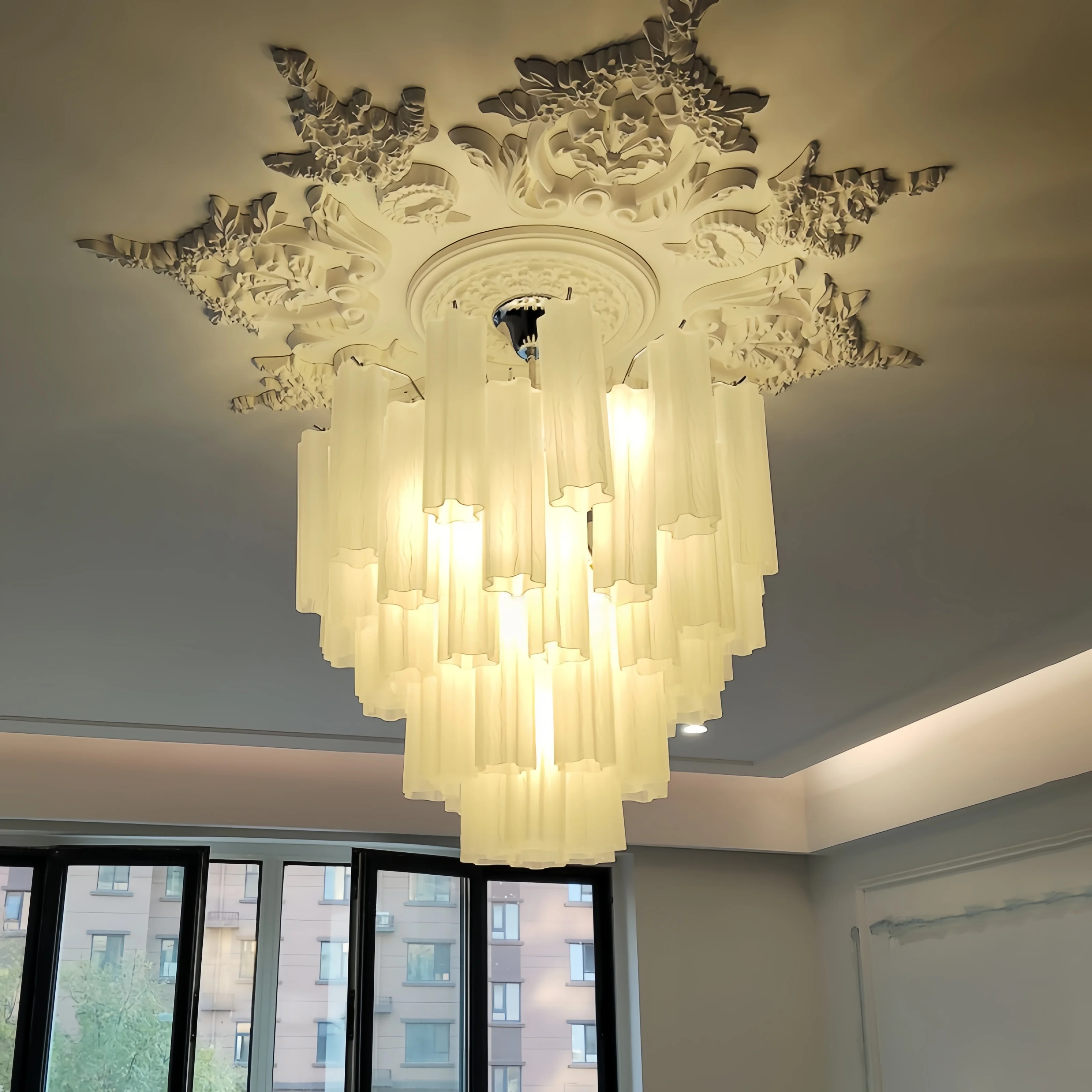 

French Nordic Modern Bedroom Living Room Dining Room Frosted Glass Chandelier LED Main Light High end Design Lighting Fixture
