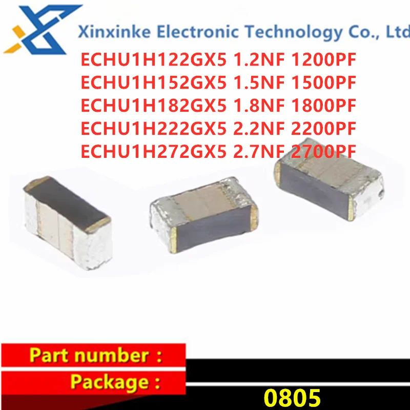 

20PCS ECHU1H122GX5 ECHU1H152/182/222/272GX5 Thin Film Capacitor 0805 2% PPS CBB Polyester Capacitance 1.2nF 1.5NF 1.8/2.2/2.7NF