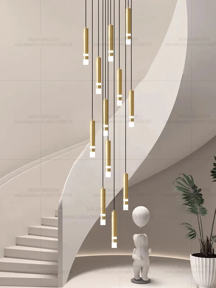 LED Designer Chandelier Minimalist Modern Gold Living Room Lighting Interior Decoration Bedroom Lamp Nordic Staircase Chandelier