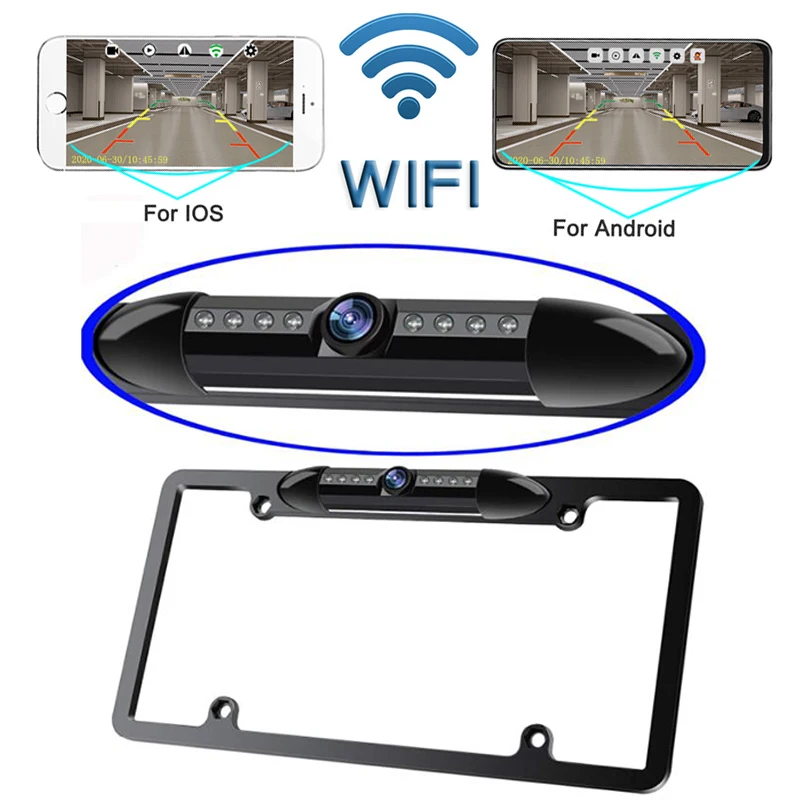 Car night vision IR rear view camera WIFI waterproof shockproof EU European license plate frame reversing camera 170° angle