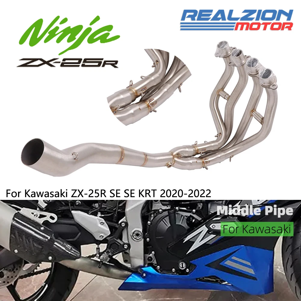 

REALZION ZX25R Exhaust Middle Pipe Exhaust Muffler Tail Pipe Motorcycle Escape Link Pipe For Kawasaki ZX-25R SE 2020 2021 2022