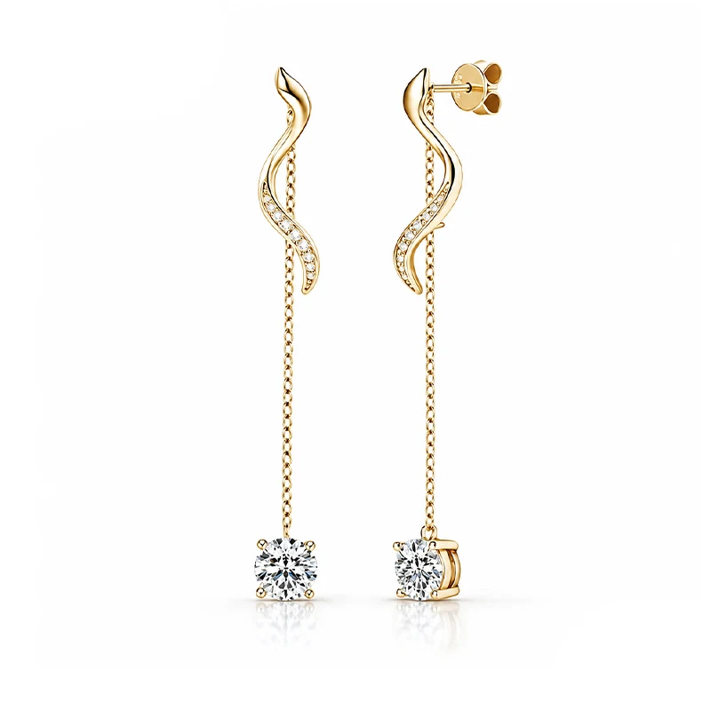 Pair of 925 Silver 1-Carat Moissanite Tassel Earrings for Women – Ideal for Parties or Gifting