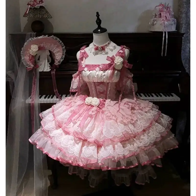 New Pink Straps Lolita Evening Dress Woman Princess Dress Coming-of-age Ceremony Student Birthday Party Further Education Girl view 5