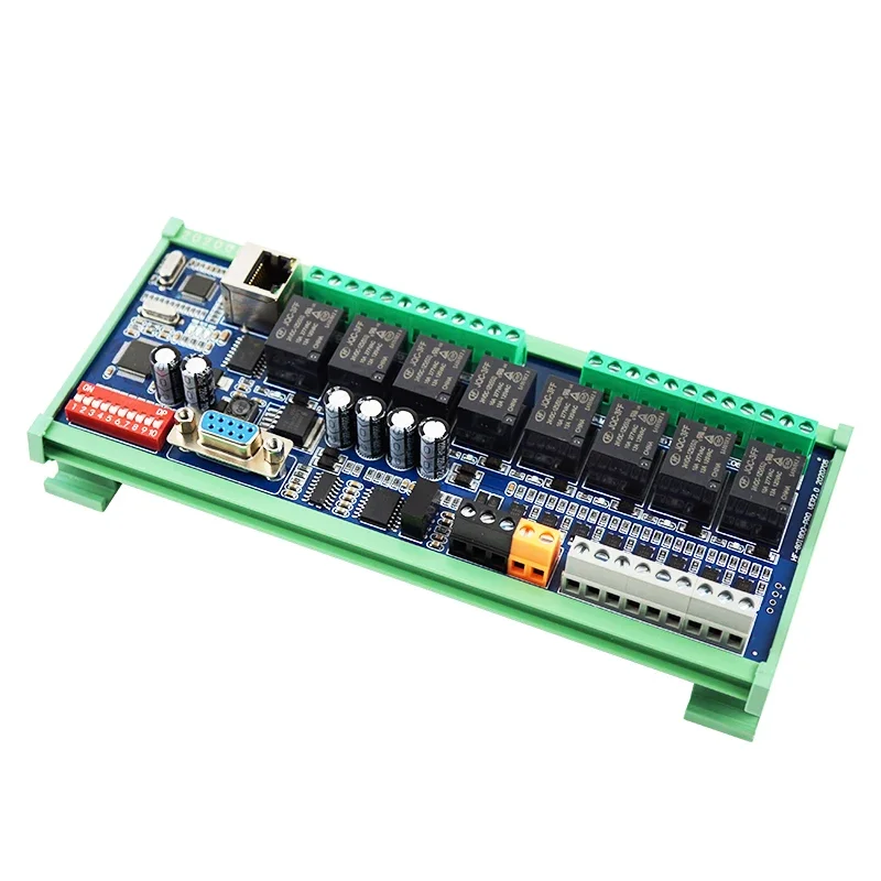 Huaqingjun 8-Channel RS485 Communication Hongfa Relay Module 24V Modbus RTU/TCP Ethernet RS232 LAN Network for Led Strips