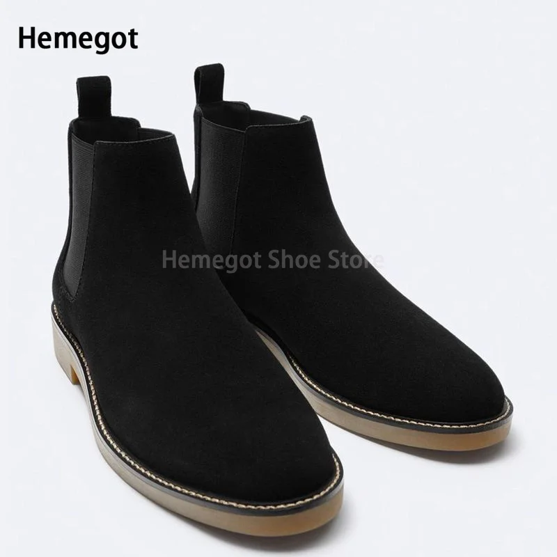 

Vintage Black Suede Booties Casual Chelsea Ankle Boots Fall New Leather Men's Shoes Fall/winter Classic Brown Ankle Boots