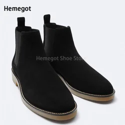 Vintage Black Suede Booties Casual Chelsea Ankle Boots Fall New Leather Men's Shoes Fall/winter Classic Brown Ankle Boots