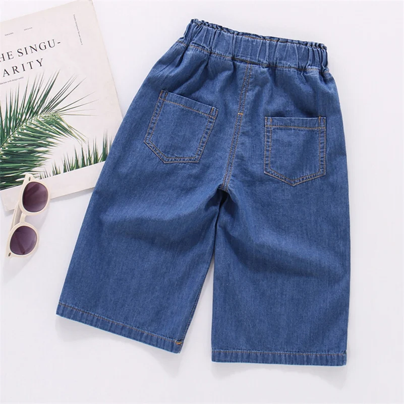 2024 Spring and Autumn Boys Versatile Fashion Solid Color Flower Pattern Wide Leg Jeans/Casual Pants 1-6 Years Old