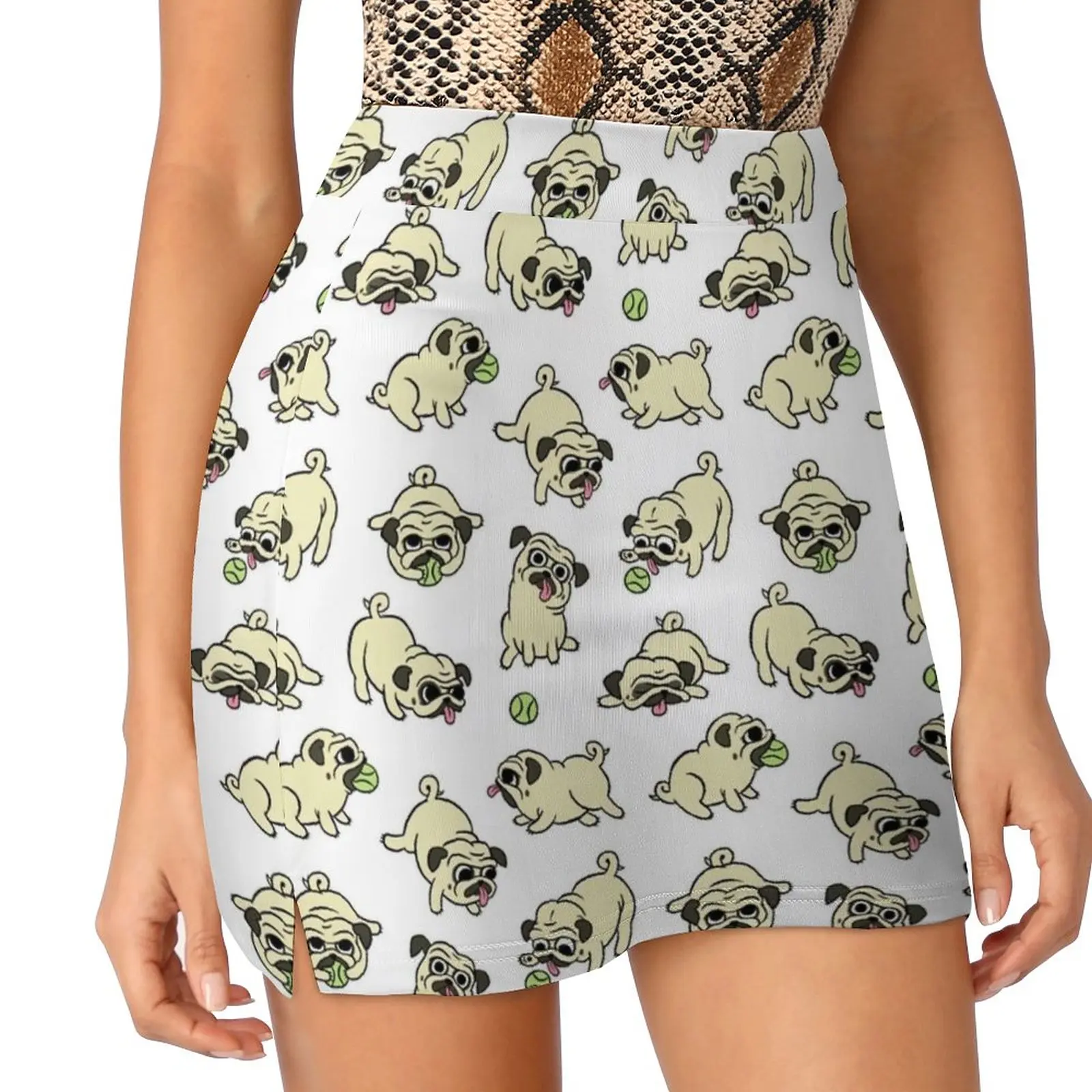 Playful Pugs Women's skirt Aesthetic skirts New Fashion Short Skirts Pugs Pug Cute Pugs Pug Parent Pug Mom Pug Dad Dog Puppy