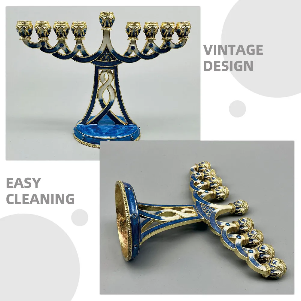 

Branch Hanukkah Menorah Metal Holder Religious Ceremony Decoration Jewish Candlestick Tabletop Ornament