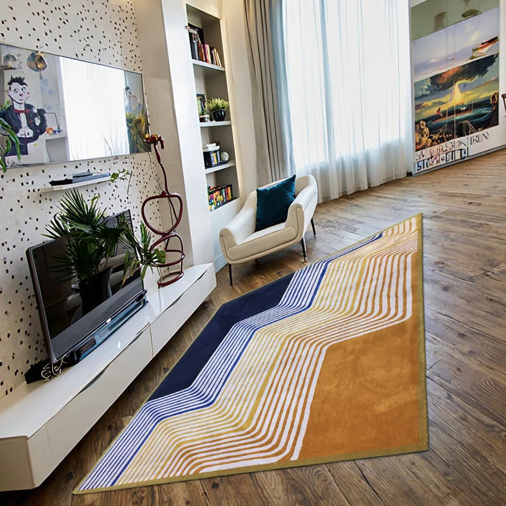 2026 High Quality Handmade Rug with Stylish Modern Geometric Lines Colorful Color Matching for Living Room Hotel or Home Decorpr