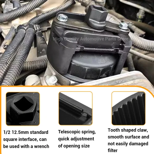 Imagen 2 del producto Llave de acero ajustable de 60-105mm para filtro de aceite de coche, herramienta de reparación de extracción de filtro de combustible, accesorios para camión y motocicleta