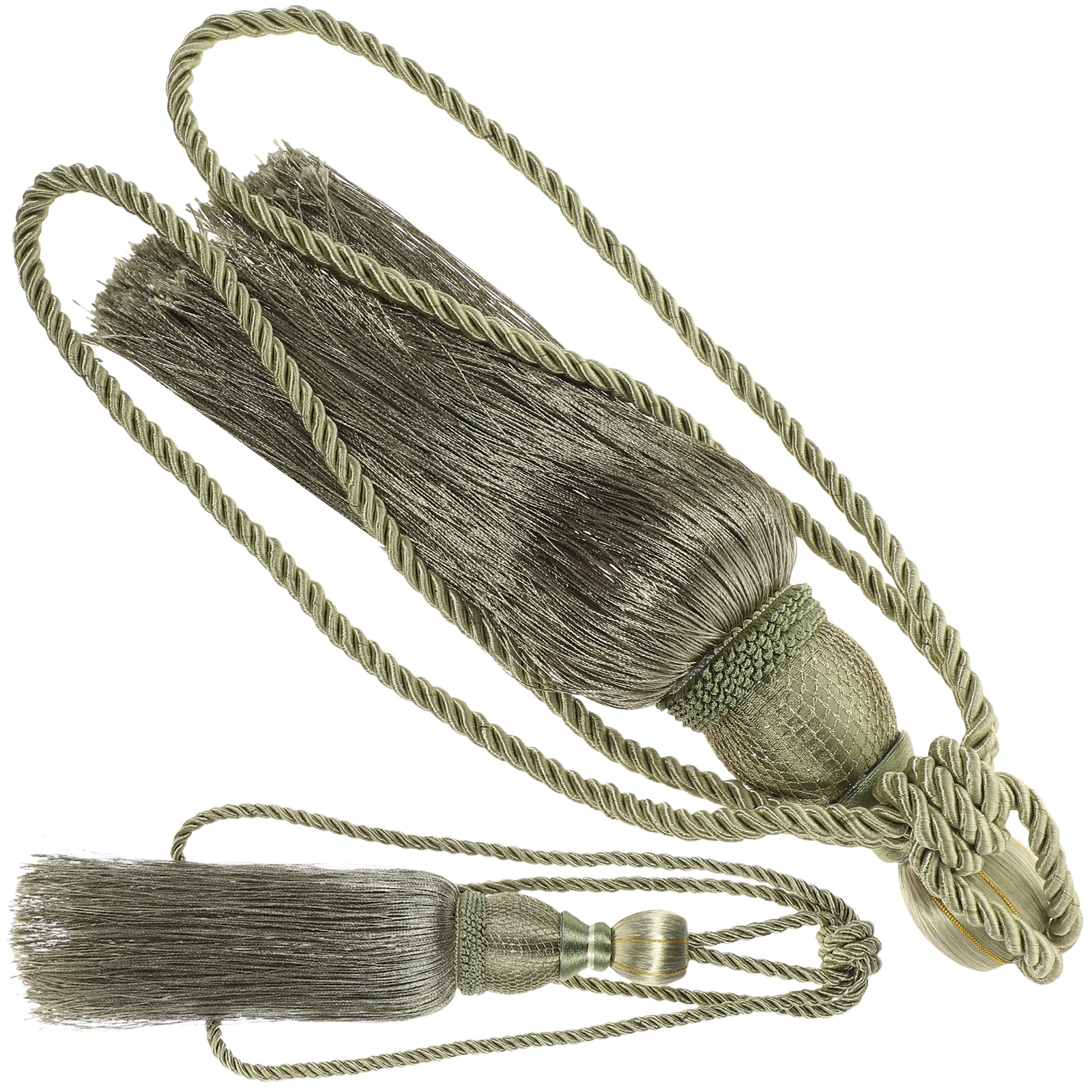 

2pcs Polyester Tassel Hanging Ball Strap Tieback Buckle Accessories Vintage Style Elegant Single Balls Curtain Buckle Dark