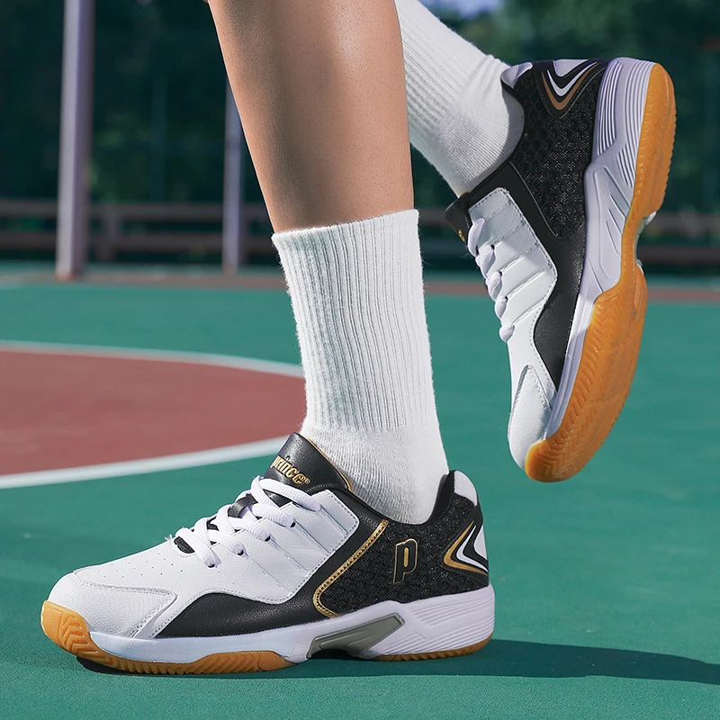 

2025 professional badminton shoes couple non-slip training shoes lightweight tennis shoes volleyball sneakers Leather