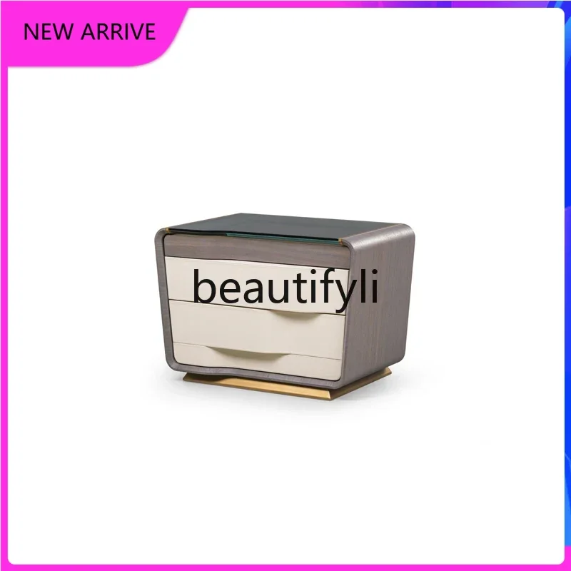 

Прикроватная тумбочка в стиле лайт-люкс, современная, простая, с кожаной отделкой, для хранения вещей