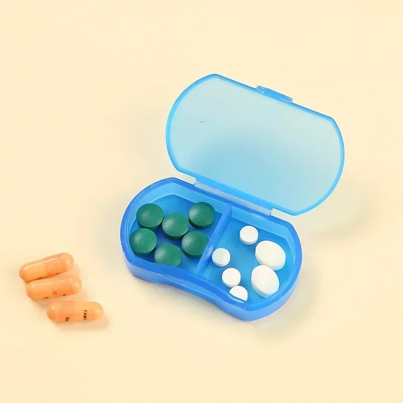 1PCS Pill Medicine Box Portable Drug Box Tablet Splitter Holder Storage Organizer Container Case Pillbox 2-Grids Mini Dispenser