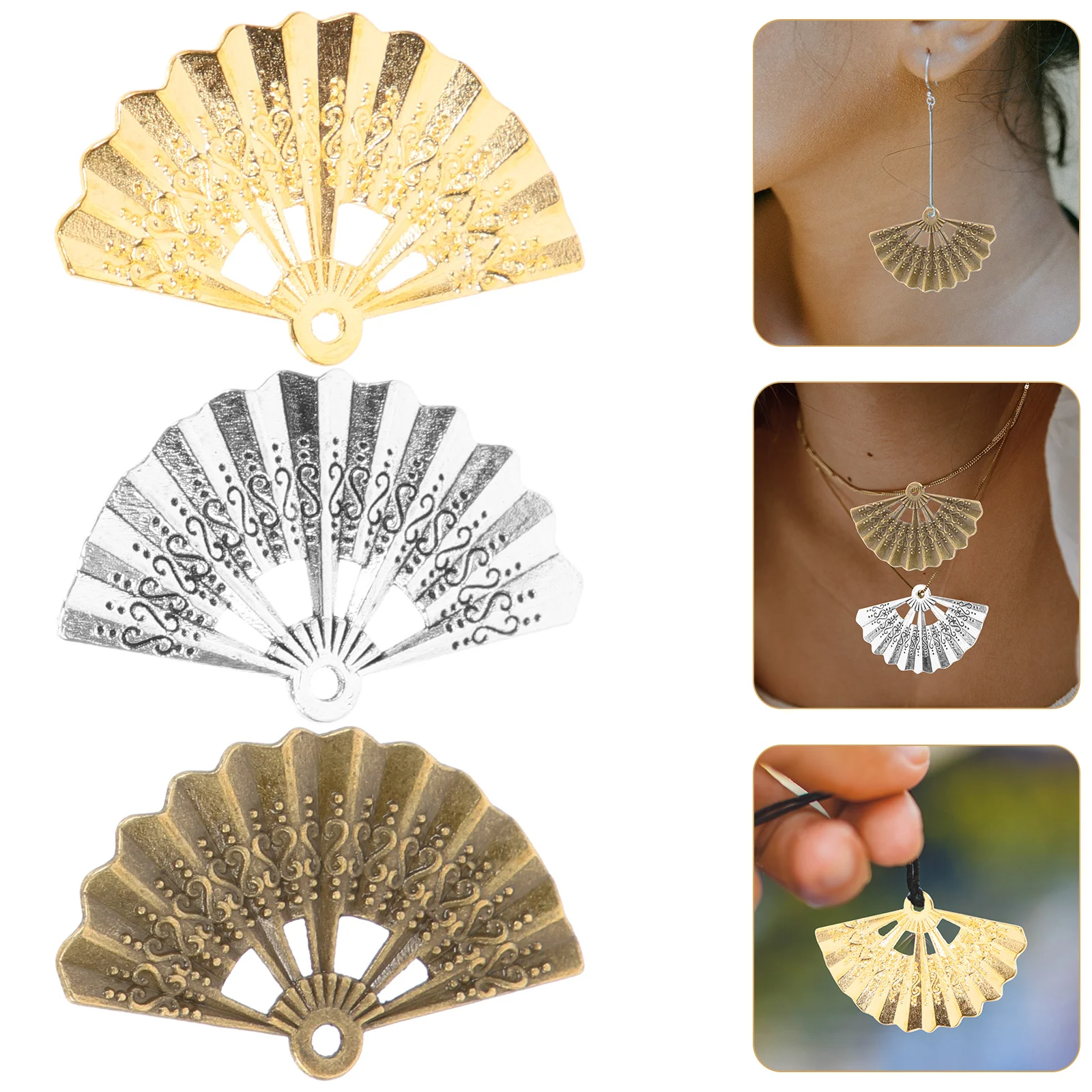 

60Pcs Fan Shaped DIY Charms Alloy Pendants Jewelry Making Accessories for Earrings Necklace Bracelet Fan Shaped Charms