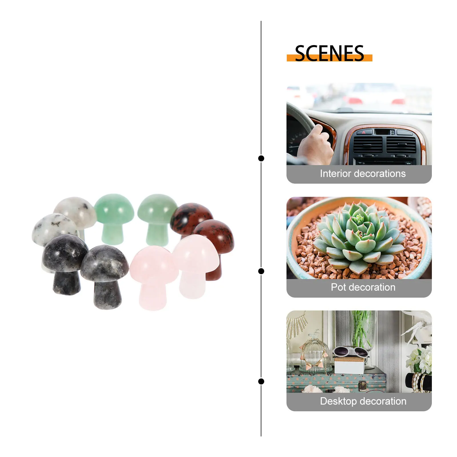 

10Pcs Crystal Mushroom Adornments Realistic Small Garden Decor Plant Pot Ornaments Home Moss Landscape Accessories