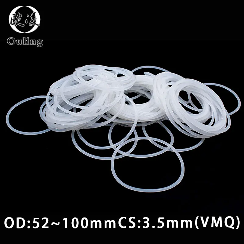 30PCS/Lot White VMQ O‑Ring CS3.5mm OD52-20mm Good Elasticity Silicone Rubber Gasket Washer For Machinery Plumbing Sealing