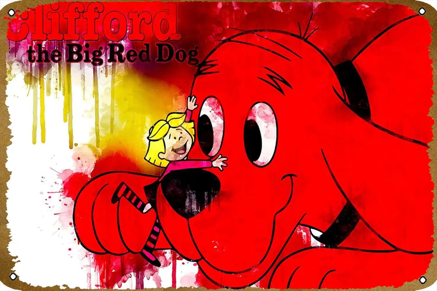 Clifford The Big Red Dog poster Tv Show Retro Tin Sign Durable Wall Art Decor Movie Metal Sign Home Vintage Bedroom Decorat sign