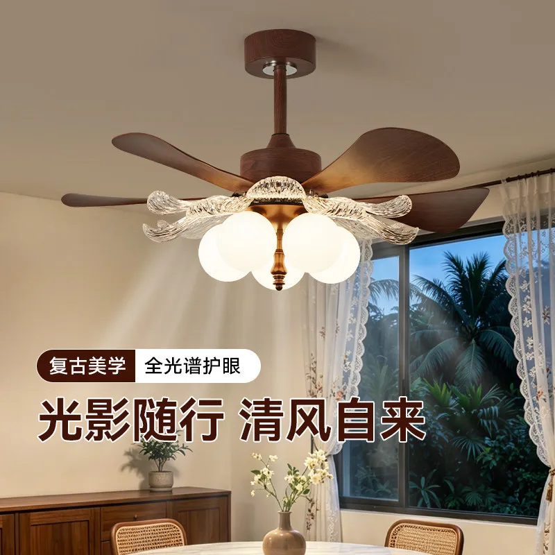 American Retro Style Ceiling Fans Chandelier Bedroom Living Room Study Hotel Homestay Tea Room Home Embellish LED Hanging Lamps