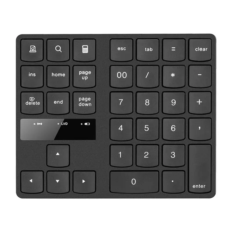 2.4G Wireless Numeric Keyboard Portable 35 Keys Financial Accounting Office Keyboard Built-in Rechargeable Battery Black Keyboad