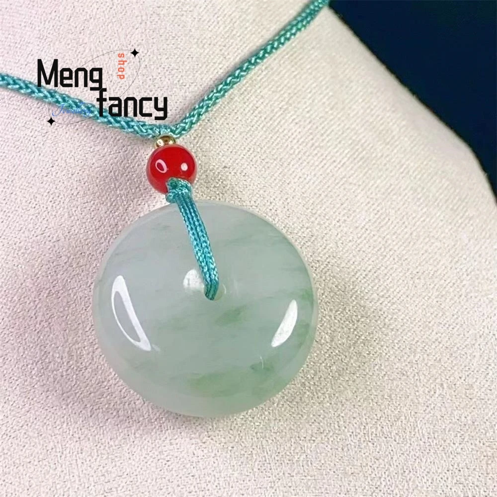Natural Tianshan Cui Peaceful Buckle Jade Pendant Exquisite Elegant Simple High-grade Best Selling Fashion Jewelry Holiday Gifts