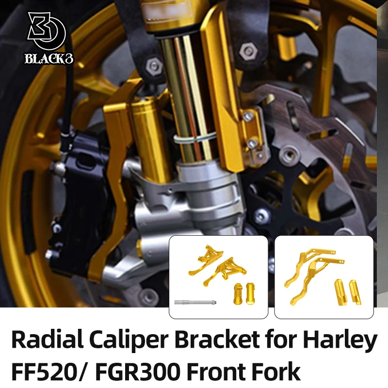 BLACK3 Motorcycle Radial Caliper Bracket for Onlins FF520/FGR300 Front Fork Brake Mount for Harley Touring Modification Parts