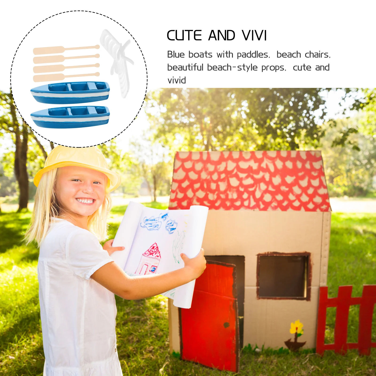 

1Set Miniature Beach Decor Kit Beach Chair Boat Sand Accessories Dollhouse Landscape Miniature Ornament Kit Kids Toys