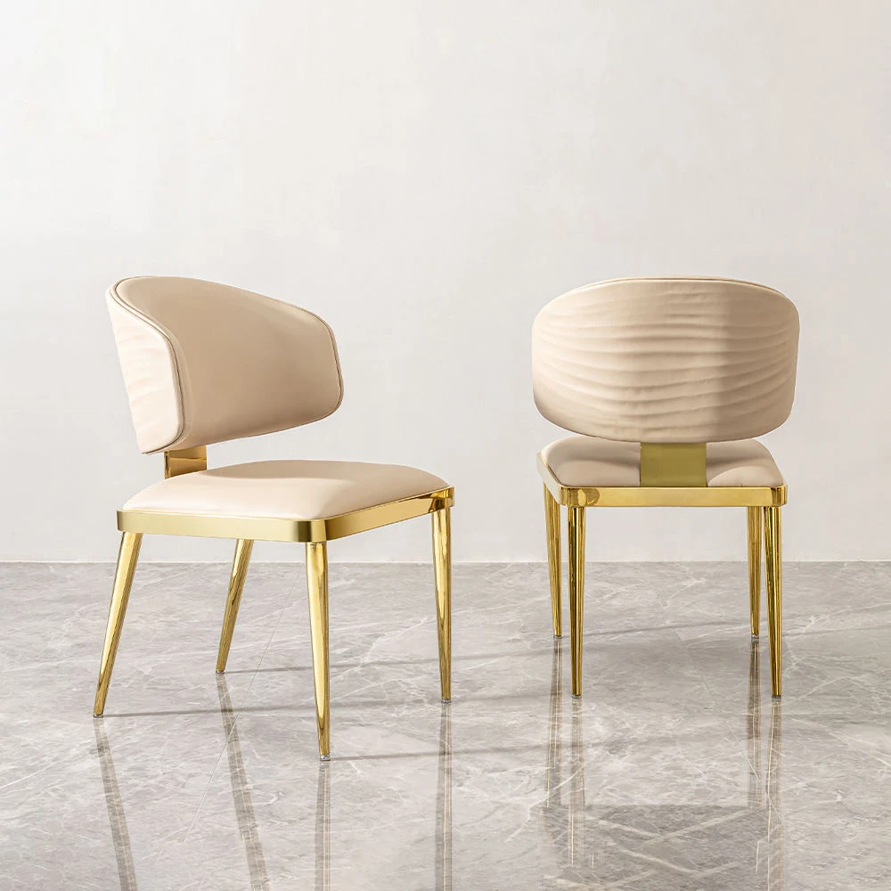 &c Famous Brand Tufted Smile Dining Chair Home Furniture Dinner Room Brushed Brass Stainless Steel Chair