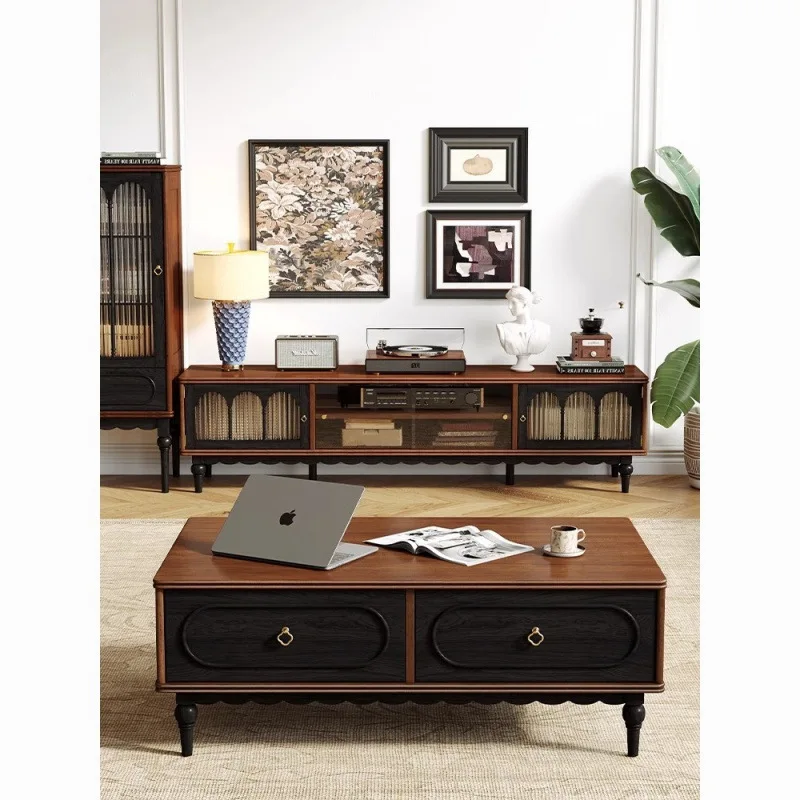 طاولة قهوة من الخشب الصلب، خزانة تلفزيون، مجموعة صغيرة من غرفة المعيشة، طاولة شاي مستطيلة #5