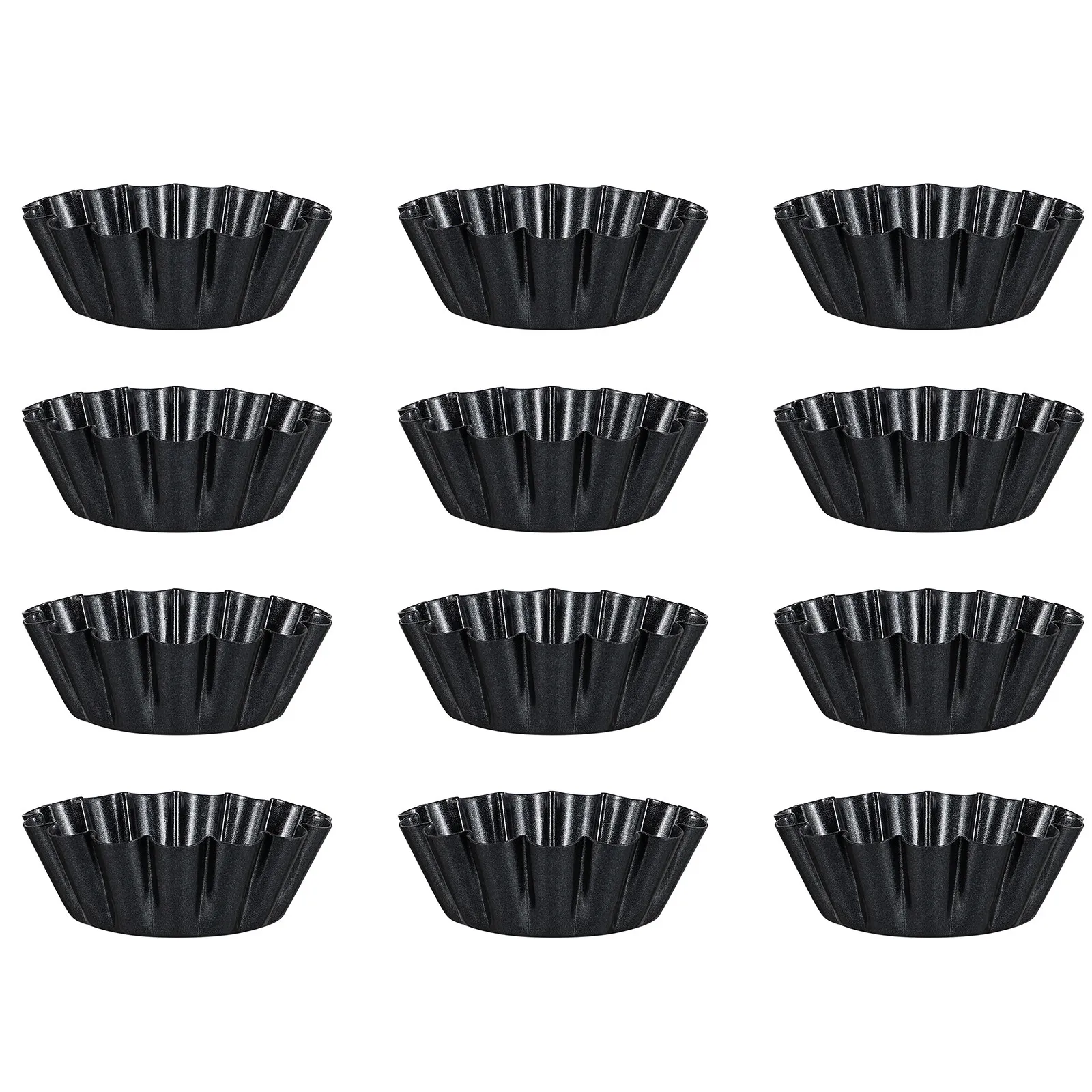 12 Moldes para Tartaletas de Acero al Carbono, Antiadherentes, Mini Moldes Redondos para Tartas, Moldes para Hornear Cupcakes, Pudín, Trufas y Pasteles