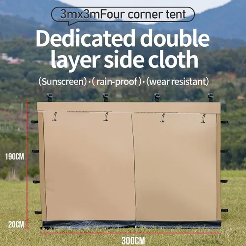 Paredes laterales de doble capa para tienda de campaña, dosel de 10x10, con cremallera, Gazebo, protección solar de pared lateral de malla, resistente al agua