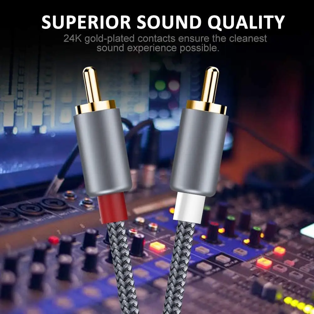 0.5/1.8/3/5M RCA to RCA Male to Male Audio Stereo Subwoofer Cable Audio Cord for Home Theater HDTV Amplifier Hi-Fi Systems