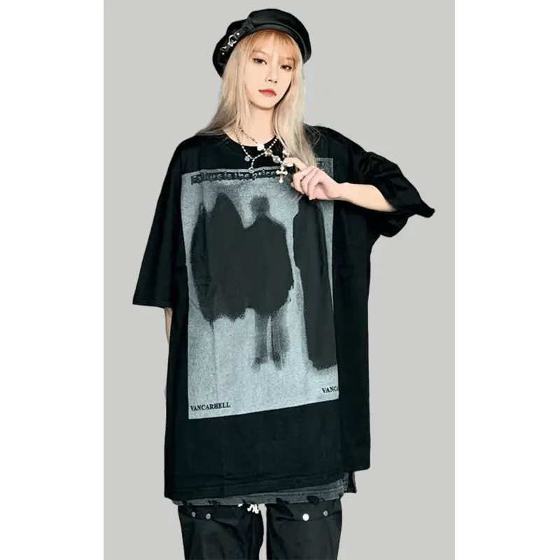 CHICVOY Hip Hop T Shirt Men Streetwear Women Shadow Graphic Y2K Summer Short Sleeve Tshirt Oversize Harajuku Cotton Tops Tee