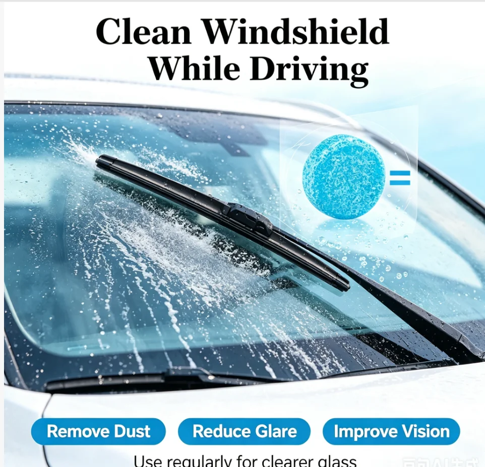 Car Windshield Glass Concentrated Washer Tablets Car Effervescent Washer Fluid Wiper Glass Solid Cleaning Tablets for Car Window